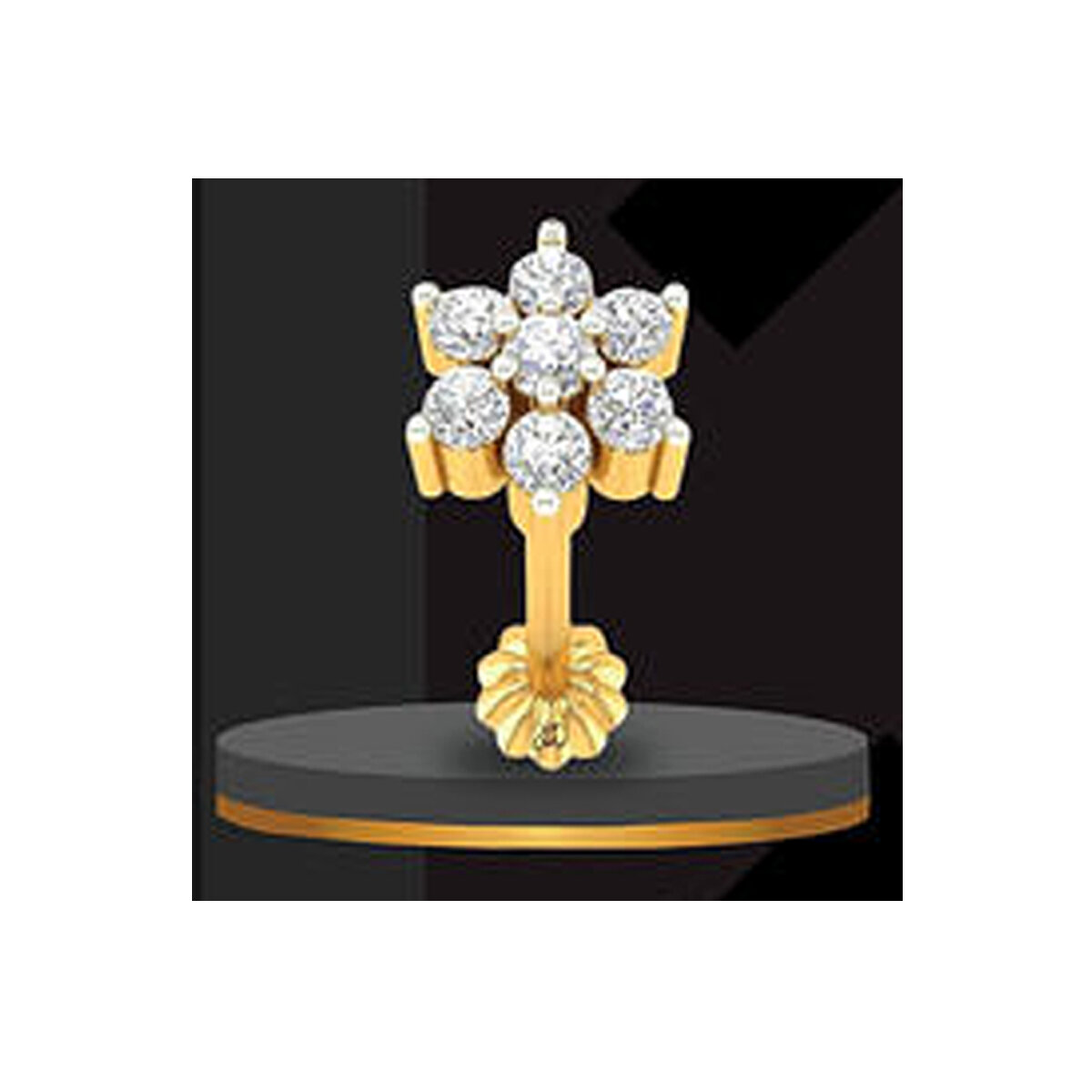 Picture of 24k Gold Water Drop Diamond Cut Seven Stone Nose Pin -12cn Wedding Engagement Bridal Jewelry Gift Item for Female Party Nakful White Color