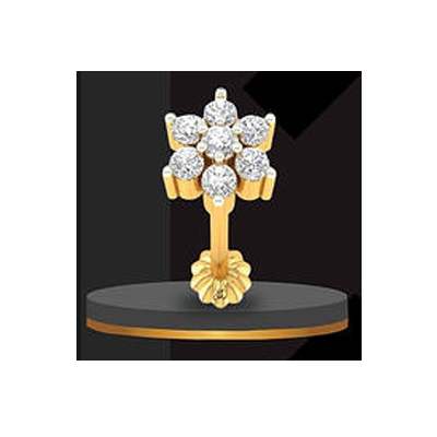 Picture of 24k Gold Water Drop Diamond Cut Seven Stone Nose Pin -12cn Wedding Engagement Bridal Jewelry Gift Item for Female Party Nakful White Color