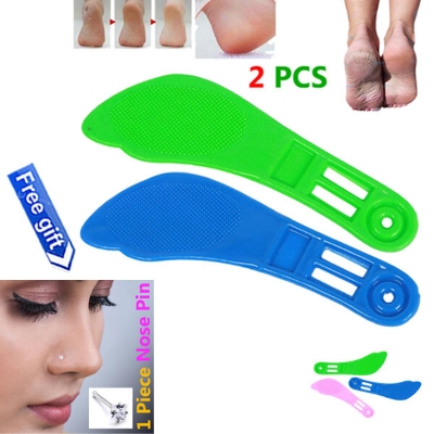 Picture of 2 PCS Foot Care Brush Multiple Uses Calluses Dead Skin Remover Scrubber Relief File or Pedicure Paddle Accessories Tools Stationary item Multicolor for all Combo (1 Piece Nose Pin Free Gift)