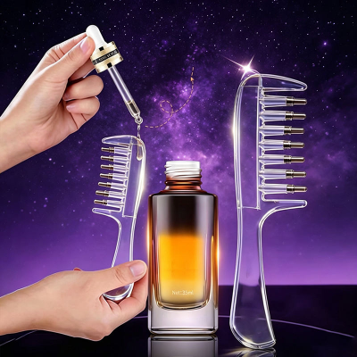 Picture of Transparent Refillable Essential Oil Hair Comb Scalp Care Applicator Brush Oil Distribution Comb Home Hair Beauty Styling Tool