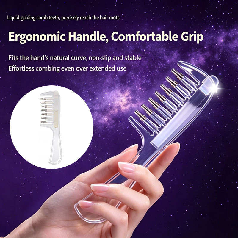Picture of Transparent Refillable Essential Oil Hair Comb Scalp Care Applicator Brush Oil Distribution Comb Home Hair Beauty Styling Tool