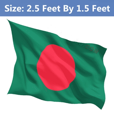 Picture of (2.5 By 1.5) Feet Bangladesh National Flag Set A Potaka Show Patriotism ideal for Any Occasion Celebrate Victory or Independence Day Stationery Craft Green Red Color