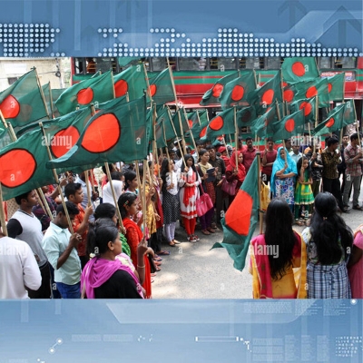 Picture of (2.5 By 1.5) Feet Bangladesh National Flag Set A Potaka Show Patriotism ideal for Any Occasion Celebrate Victory or Independence Day Stationery Craft Green Red Color