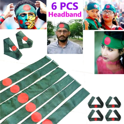Picture of Premium 6 PCS Bangladesh National Flag Headband Factory Direct Supply Set A China Fabric Potaka Show Patriotism Any Occasion Celebrate Victory Independence Day Stationery Craft Green Red Color for Men & Women-Sticky Notes Gift Item