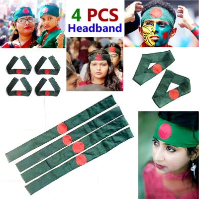 Picture of Flag 4 Pieces Bangladesh National Headband Set Fabric Potaka Show Patriotism Any Occasion Celebrate Victory Independence Day Gift Stationery Craft Green Red Color for Men Women Post-it Notes