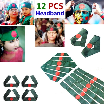 Picture of 12 PCS Bangladesh National Flag Headband Direct Factory Supply Set B China Fabric Potaka Show Patriotism Any Occasion Celebrate Victory Independence Day Stationery Craft Green Red Color for Men & Women-Sticky Notes Gift Item Brand