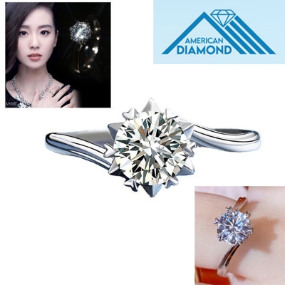 Picture of American Diamond Finger Ring Factory Direct Supply Set B - Adjustable 6 Claws Snowflakes Angti Mossonite Zircon 1 Carat Stone Birthday Wedding Engagement Bridal Party Jewelry Gift Item for Female White Color