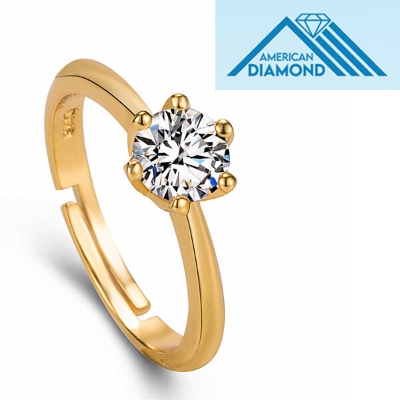 Picture of American Diamond 24k Gold Water Drop Finger Ring Factory Direct Supply Set C - Adjustable 6 Claws Snowflakes Angti Mossonite Zircon 1 Carat Stone Birthday Wedding Engagement Bridal Party Jewelry Gift Item for Female Golden Color