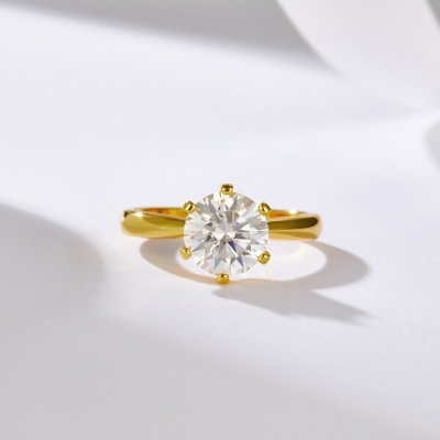 Picture of American Diamond 24k Gold Water Drop Finger Ring Factory Direct Supply Set C - Adjustable 6 Claws Snowflakes Angti Mossonite Zircon 1 Carat Stone Birthday Wedding Engagement Bridal Party Jewelry Gift Item for Female Golden Color