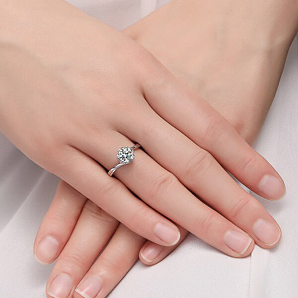 Picture of 3 PCS American Diamond 24k Gold Water Drop Finger Ring Factory Direct Supply Set E - Adjustable 6 Claws Snowflakes Angti Mossonite Zircon 1 Carat Stone Birthday Wedding Engagement Bridal Party Jewelry Gift Item for Female White Color Combo