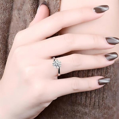 Picture of 3 PCS American Diamond 24k Gold Water Drop Finger Ring Factory Direct Supply Set E-Adjustable Snowflake Angti Mossonite Zircon 1 Carat Stone Birthday Wedding Engagement Bridal Party Jewelry for Female White Color Combo (1 Piece Nose Pin Free Gift)