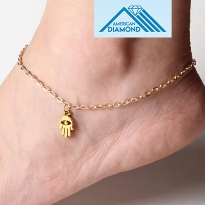 Picture of American Popular Fatima Hand Payel Factory Direct Supply SetA Chain Anklet All-Match 24K Gold Water Drop Mossonite Zircon Pendant Beach Nupur Jewelry Accessories Birthday Wedding Engagement Bridal Party Ideal Gift for Female Gold and Silver Color