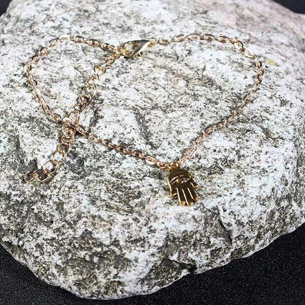 Picture of American Popular Fatima Hand Pendant Chain Anklet Factory Direct Supply 24K Gold Water Drop Mossonite Zircon Payel Foot Accessories Nupur Birthday Wedding Engagement Bridal Party Jewelry for Female Golden/Silver Color (1 Piece Nose Pin Free Gift)