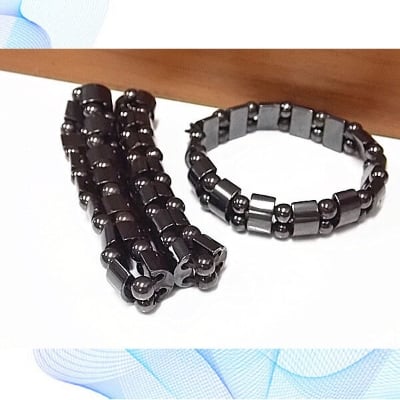 Picture of American Popular Bio Magnet Bracelet Adjustable Factory Direct Supply Set 1 Health Care Hematite Stone Half Moon Brelet Hot Selling Jewelry Accessories Bracelat Ethnic Natural Material Ideal Gift Item Braslete Bangles for Men Women Black Color