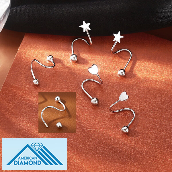 Picture of 1 Pair American Popular Spiral Earrings Factory Direct Supply Set A All Match Cool Style Spring S Shaped Kaner Dul Daily Life Jewelry Accessories Birthday Wedding Engagement Bridal Party Ideal Gift Item for Female Girls Silver Color - Adjustable