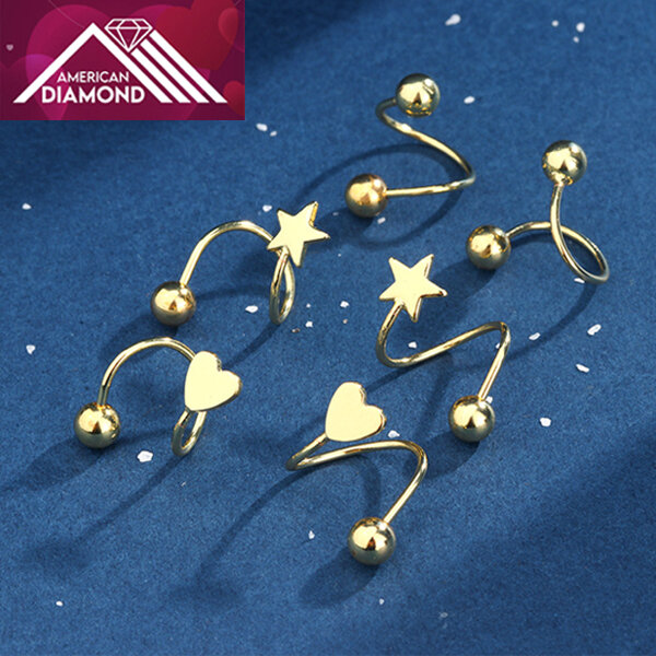 Picture of 1 Pair American Popular Spiral Earrings Factory Direct Supply Set A All Match Cool Style Spring S Shaped Kaner Dul Daily Life Jewelry Accessories Birthday Wedding Engagement Bridal Party Ideal Gift Item for Female Girls Silver Color - Adjustable