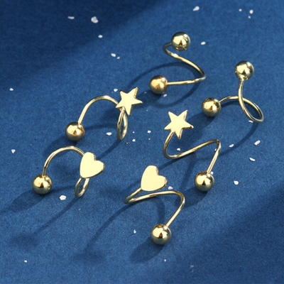 Picture of 1 Pair S Shaped Spiral Earrings Set A1 All Match Cool Style Spring Kaner Dul Daily Life Jewelry Accessories Birthday Wedding Engagement Bridal Party Fair Festival Gift Item for Female Girls Silver Color - Adjustable