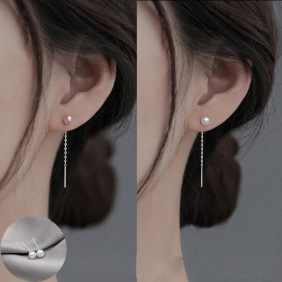 Picture of 1 Pair Popular Sui Suta Pearl Earrings Set F1 Pendant Eardrop Versatile Personality Autumn Retro Kaner Dul Hot Selling Jewelry Accessories Birthday Wedding Engagement Bridal Party Fair Festival Gift for Female Girls White Color - Adjustable