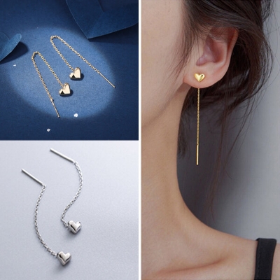 Picture of 1 Pair Popular Sui Suta Love Tassel Earrings Set G1 24K Gold Water Drop Pendant Eardrop Versatile Personality Autumn Kaner Dul Hot Selling Jewelry Accessories Birthday Wedding Engagement Bridal Party Ideal Gift Item for Female Girls Gold/Silver Color - Adjustable