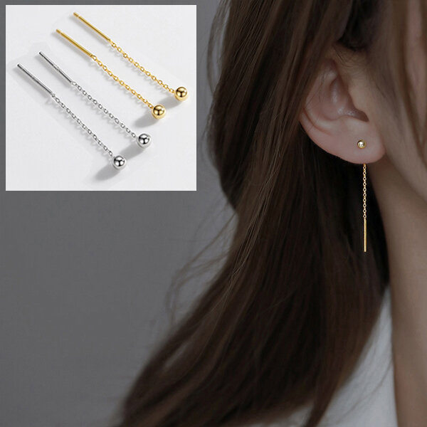Picture of 1 Pair Popular Sui Suta Bead Bean Ball Earrings Set H1 Tassel Pendant Eardrop Versatile Personality Autumn Retro Kaner Dul Jewelry Accessories Birthday Wedding Engagement Bridal Party Fair Festival Gift Item for Female Girls Gold/Silver Color - Adjustable