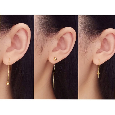 Picture of 1 Pair Popular Sui Suta Bead Bean Ball Earrings Set H1 Tassel Pendant Eardrop Versatile Personality Autumn Retro Kaner Dul Jewelry Accessories Birthday Wedding Engagement Bridal Party Fair Festival Gift Item for Female Girls Gold/Silver Color - Adjustable