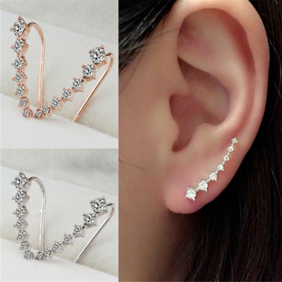 Picture of 1 Pair Seven Stone Long Crystal Earrings Set K1 Hollow Tassel Pendant Eardrop Versatile Personality Autumn Retro Kaner Dul Jewelry Accessories Birthday Wedding Engagement Bridal Party Ideal Gift Item for Female Girls Gold/Silver Color - Adjustable