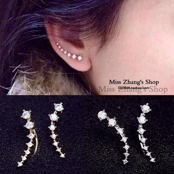Picture of 1 Pair Seven Stone Long Crystal Earrings Set K1 Hollow Tassel Pendant Eardrop Versatile Personality Autumn Retro Kaner Dul Jewelry Accessories Birthday Wedding Engagement Bridal Party Ideal Gift Item for Female Girls Gold/Silver Color - Adjustable