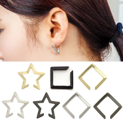 Picture of 1 Pair Neon Ear Clip Earrings Set M1 Hollow Tassel Pendant Eardrop Versatile Personality Autumn Retro Kaner Dul Jewelry Accessories Birthday Wedding Engagement Bridal Party Fair Festival Gift for Female Girls Gold/Silver/Black Color - Adjustable