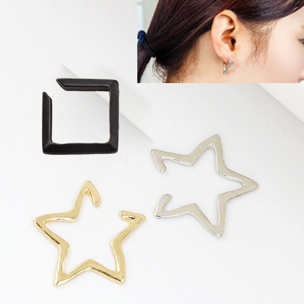 Picture of 1 Pair Neon Ear Clip Earrings Set M1 Hollow Tassel Pendant Eardrop Versatile Personality Autumn Retro Kaner Dul Jewelry Accessories Birthday Wedding Engagement Bridal Party Fair Festival Gift for Female Girls Gold/Silver/Black Color - Adjustable