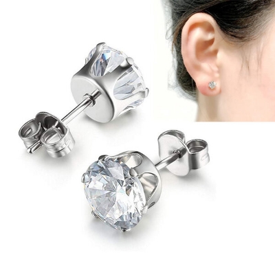 Picture of 1 Pair Six-Claw One Stone Earrings Set L1 Hollow Tassel Pendant Zircon Snowflake Eardrop Versatile Personality Autumn Retro Kaner Dul Jewelry Accessories Birthday Wedding Engagement Bridal Party Fair Festival Gift Item for Female Girls Silver Color - Adjustable