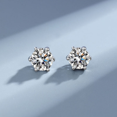 Picture of 1 Pair Six-Claw One Stone Earrings Set L1 Hollow Tassel Pendant Zircon Snowflake Eardrop Versatile Personality Autumn Retro Kaner Dul Jewelry Accessories Birthday Wedding Engagement Bridal Party Fair Festival Gift Item for Female Girls Silver Color - Adjustable