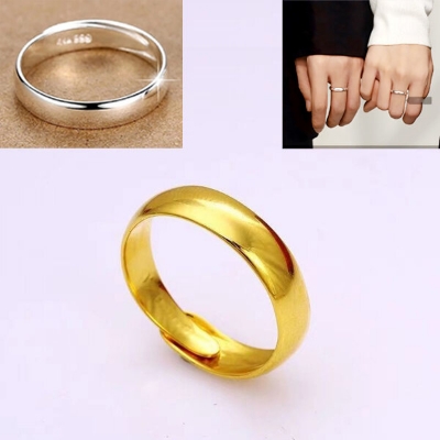 Picture of Adjustable Creative Couple Finger Ring Set H1 Versatile Personality Autumn Retro Angti Daily Life Jewelry Birthday Wedding Engagement Bridal Party Fair Festival Gift for Men Women Silver and Gold Color
