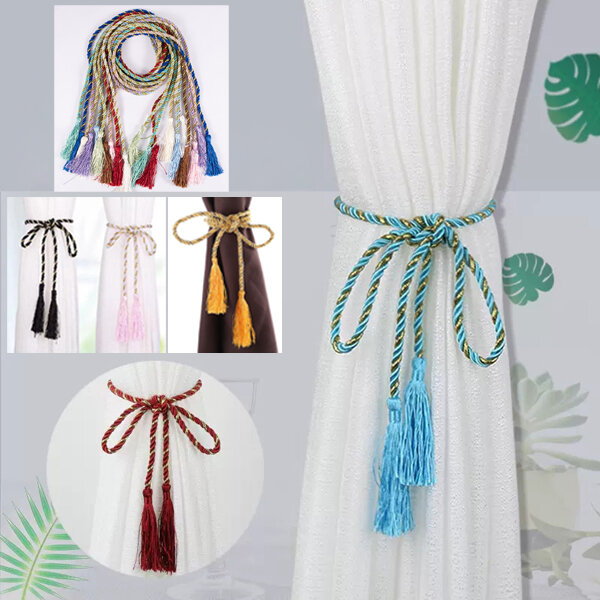 Picture of Curtain Belt Factory Direct Supply Wholesale Price Set A Double-Headed Long Tassel Cotton Door and Window Parda Barrier Tie Rope Non Clip/Hook Handmade Kushikata Buckle Accessories Home Decorative Lanyard Fair Festival Gift Item Multicolor