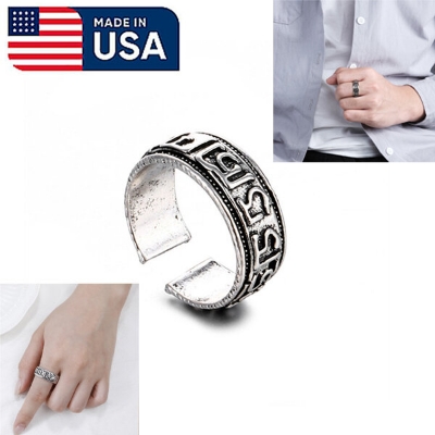 Picture of American Adjustable Popular Antique Letter Finger Ring Factory Direct Supply Set i Ethnic Style Versatile Personality Autumn Retro Angti Jewelry Accessories Birthday Wedding Engagement Bridal Party Ideal Gift Item for Male and Female Silver Color