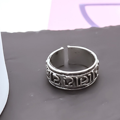 Picture of American Adjustable Popular Antique Letter Finger Ring Factory Direct Supply Set i Ethnic Style Versatile Personality Autumn Retro Angti Jewelry Accessories Birthday Wedding Engagement Bridal Party Ideal Gift Item for Male and Female Silver Color