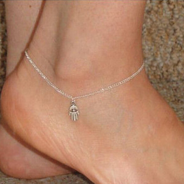 Picture of Popular Fatima Hand Payel Set A1 Chain Anklet All-Match 24K Gold Water Drop Mossonite Zircon Pendant Beach Nupur Jewelry Accessories Birthday Wedding Engagement Bridal Party Ideal Gift Item for Female Gold and Silver Color