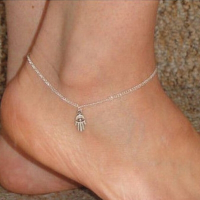 Picture of Popular Fatima Hand Payel Set A1 Chain Anklet All-Match 24K Gold Water Drop Mossonite Zircon Pendant Beach Nupur Jewelry Accessories Birthday Wedding Engagement Bridal Party Ideal Gift Item for Female Gold and Silver Color