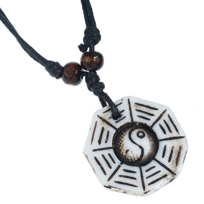 Picture of American Popular Yan in Pendant Factory Direct Supply All-Match Necklace Geometry Shaped Mala with Locket Stall Temple Exhibition Hot Selling Jewelry Accessories Birthday Party Fair Festival Gift Item For Men/Women White and Brown Color
