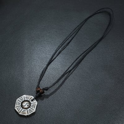 Picture of Yan in Popular Pendant All-Match Necklace Geometry Shaped Mala with Locket Stall Temple Exhibition Hot Selling Jewelry Accessories Birthday Party Fair Festival Gift Item For Men/Women White and Brown Colo