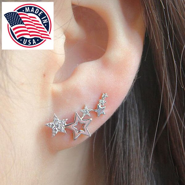 Picture of 1 Pair American Popular Creative Fashion Star Earrings Factory Direct Supply Set N Hollow Tassel Eardrop Versatile Personality Autumn Retro Kaner Dul Jewelry Accessories Birthday Wedding Engagement Bridal Party Ideal Gift Item for Female Gold Color
