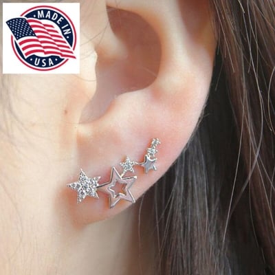 Picture of 1 Pair American Popular Creative Fashion Star Earrings Factory Direct Supply Set N Hollow Tassel Eardrop Versatile Personality Autumn Retro Kaner Dul Jewelry Accessories Birthday Wedding Engagement Bridal Party Ideal Gift Item for Female Gold Color