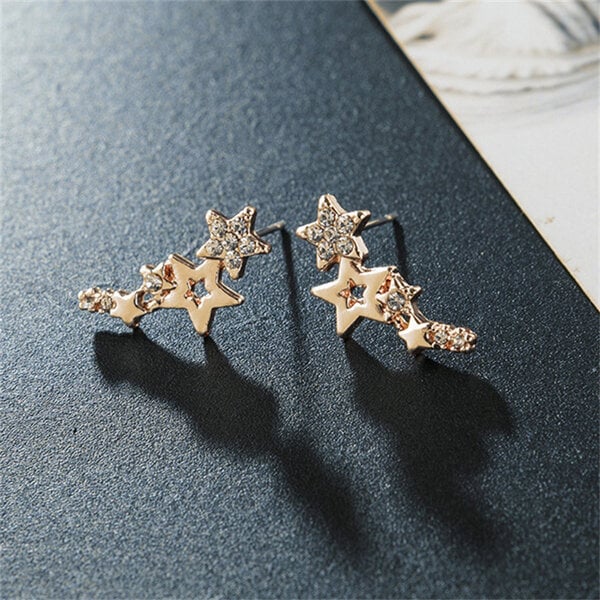 Picture of 1 Pair American Popular Creative Fashion Star Earrings Factory Direct Supply Set N Hollow Tassel Eardrop Versatile Personality Autumn Retro Kaner Dul Jewelry Accessories Birthday Wedding Engagement Bridal Party Ideal Gift Item for Female Gold Color