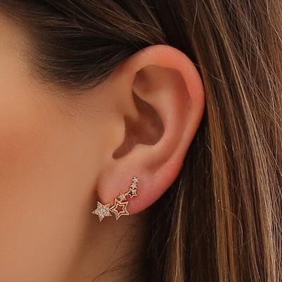 Picture of 1 Pair Popular Creative Fashion Star Earrings Set N1 Hollow Tassel Eardrop Versatile Personality Autumn Retro Kaner Dul Jewelry Accessories Birthday Wedding Engagement Bridal Party Ideal Gift Item for Female Gold Color