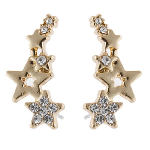 Picture of 1 Pair Popular Creative Fashion Star Earrings Set N1 Hollow Tassel Eardrop Versatile Personality Autumn Retro Kaner Dul Jewelry Accessories Birthday Wedding Engagement Bridal Party Ideal Gift Item for Female Gold Color