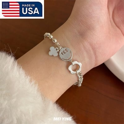 Picture of American Simple and Cold Electroplating Bracelet Factory Direct Supply Set C Temple Exhibition Hot Selling Autumn Retro Brelet Jewelry Accessories Birthday Wedding Engagement Bridal Party Bracelat Ideal Gift Braslete Bangles for Female Silver Color