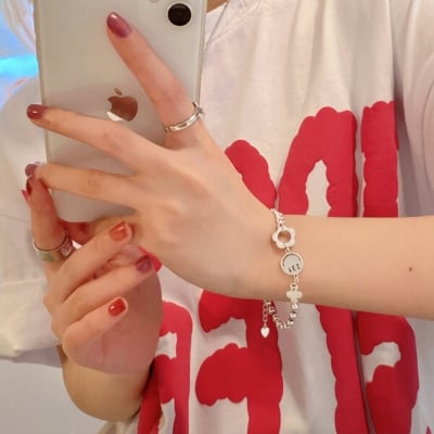 Picture of Simple and Cold Bracelet Set C1 Temple Exhibition Hot Selling Autumn Retro Brelet Popular Jewelry Accessories Birthday Wedding Engagement Bridal Party Bracelat Ideal Gift Braslete Bangles for Women Silver Color
