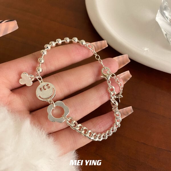 Picture of Simple and Cold Bracelet Set C1 Temple Exhibition Hot Selling Autumn Retro Brelet Popular Jewelry Accessories Birthday Wedding Engagement Bridal Party Bracelat Ideal Gift Braslete Bangles for Women Silver Color