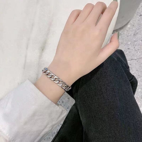 Picture of American Hip Hop Simple Chain Bracelet Set D Temple Exhibition Hot Selling Autumn Retro Brelet Popular Jewelry Birthday Wedding Engagement Bridal Party Bracelat Ideal Gift Braslete Bangles Silver Color  for All
