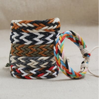 Picture of Handmade Woven Rope Bracelet Set E1 Temple Exhibition Hot Selling Autumn Retro Brelet Handicraft Accessories Birthday Wedding Engagement Bridal Party Bracelat Ideal Gift Braslete Bangles for Men and Women MultiColor