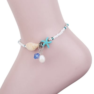 Picture of Pearl Starfish Hot Selling Payel Set C1 Temple Exhibition Autumn Retro Foot Decoration Chain Anklet All-Match Pendant Beach Nupur Jewelry Accessories Birthday Wedding Engagement Bridal Party Ideal Gift Item for Female MultiColor